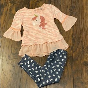 Little Lass Unicorn Bow Ruffle Outfit